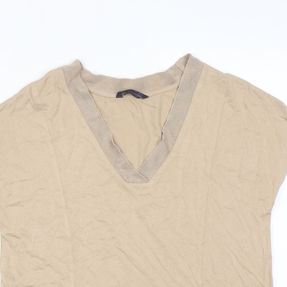 Womens UK Size 8 Marks and Spencer Beige Basic T-Shirt