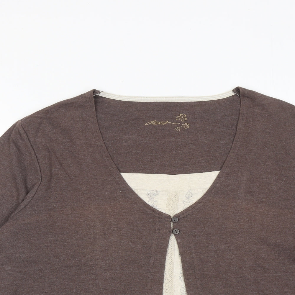Womens UK Size 12 DASH Brown Basic Blouse