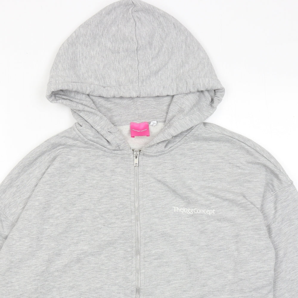 The Jogg Concept Womens Grey Cotton Full Zip Hoodie Size S Zip