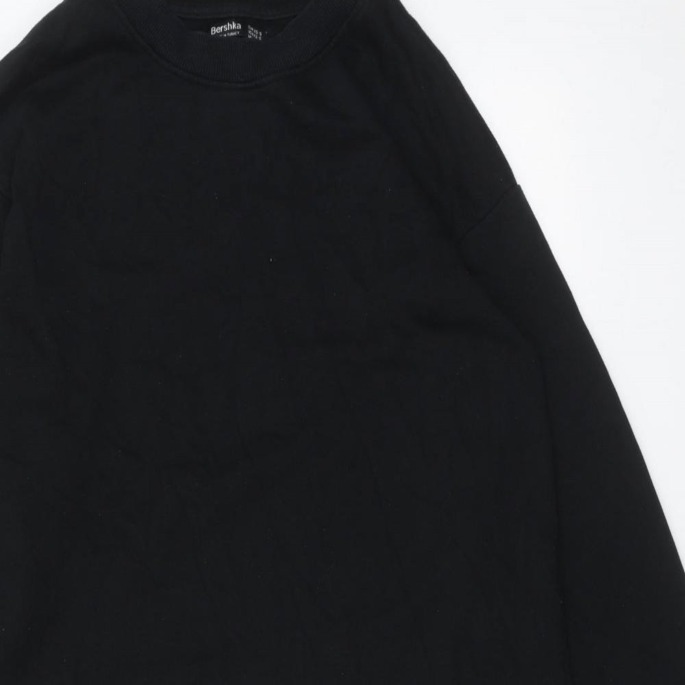 Bershka Womens Black Cotton Jumper Dress Size XS Round Neck Pullover