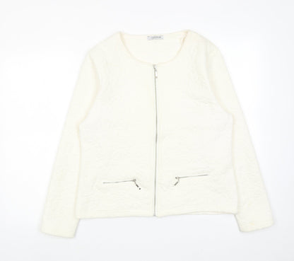 Simply Womens Ivory Jacket Size L Zip - Textured