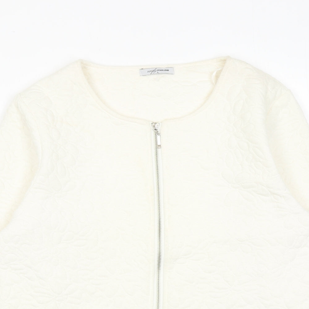 Simply Womens Ivory Jacket Size L Zip - Textured