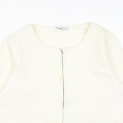 Simply Womens Ivory Jacket Size L Zip - Textured