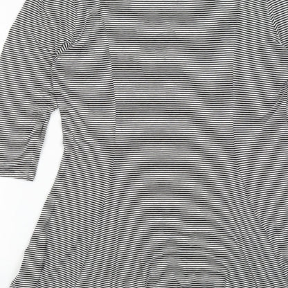 Marks and Spencer Womens Black Striped Viscose A-Line Size 12 Round Neck Pullover