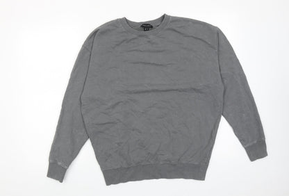 New Look Womens Grey Cotton Pullover Sweatshirt Size S Pullover