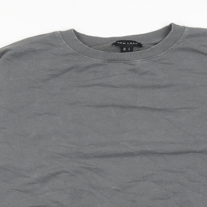 New Look Womens Grey Cotton Pullover Sweatshirt Size S Pullover