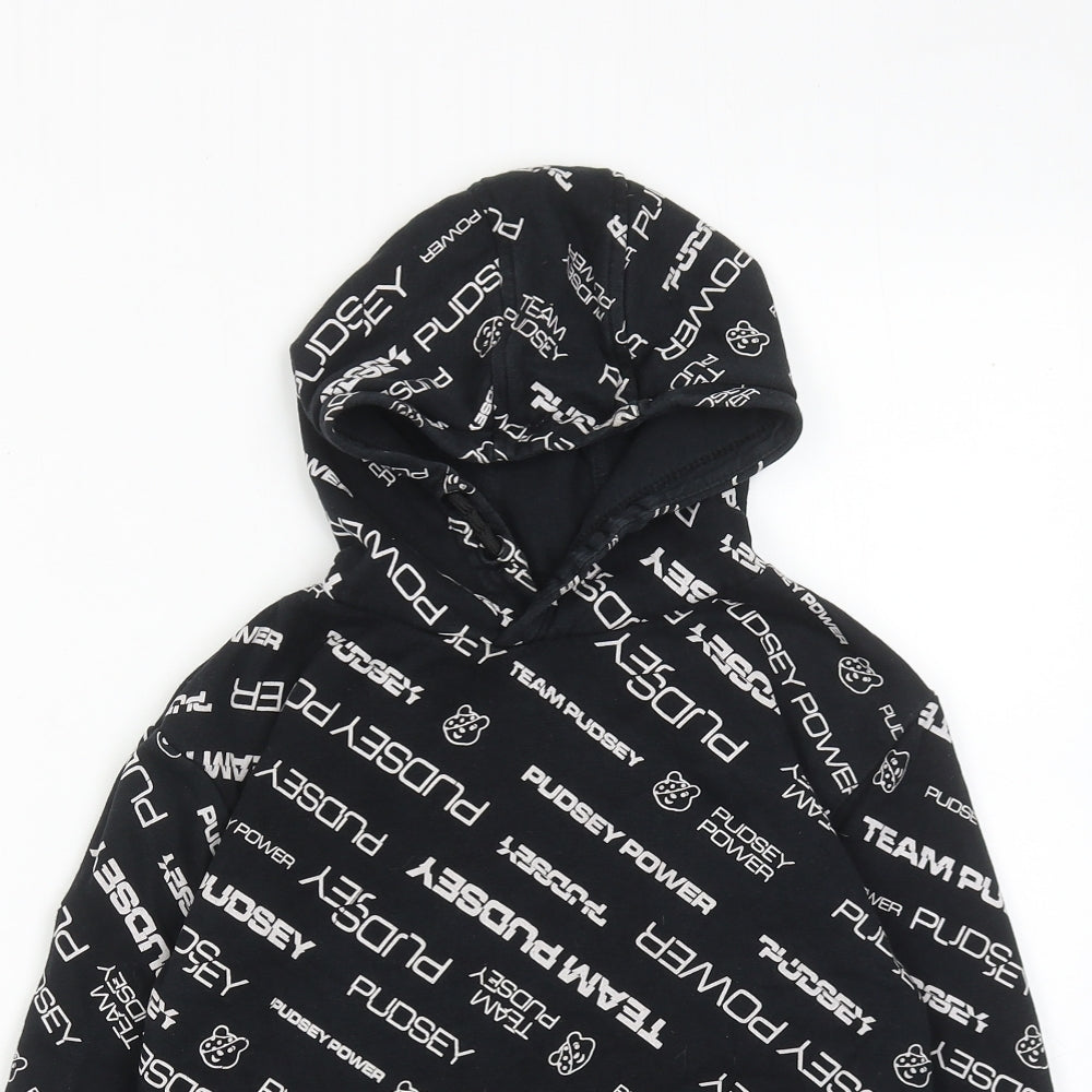 Pudsey Boys Black Geometric Cotton Pullover Hoodie Size 5-6 Years Pullover - Team Pudsey