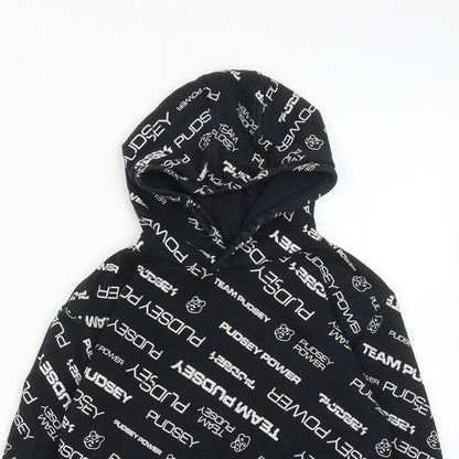 Pudsey Boys Black Geometric Cotton Pullover Hoodie Size 5-6 Years Pullover - Team Pudsey