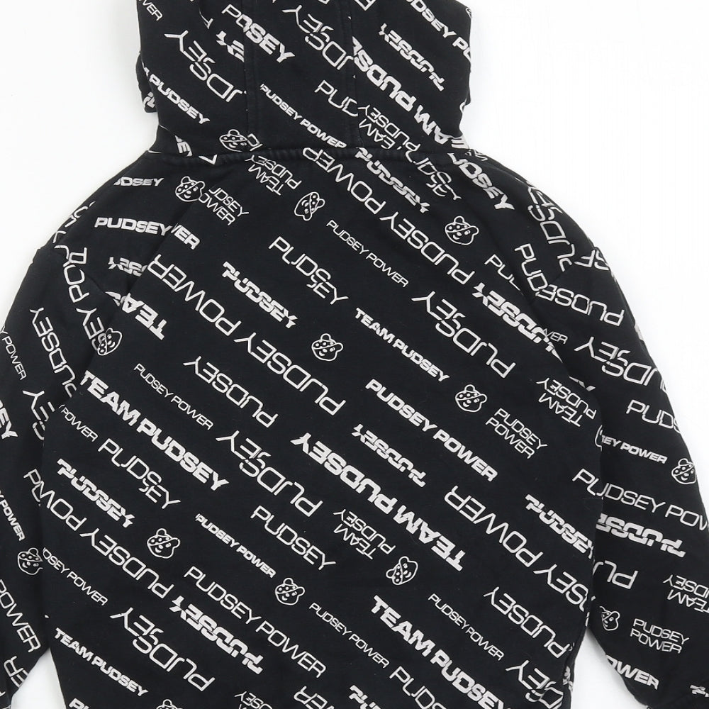 Pudsey Boys Black Geometric Cotton Pullover Hoodie Size 5-6 Years Pullover - Team Pudsey