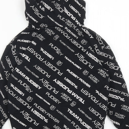 Pudsey Boys Black Geometric Cotton Pullover Hoodie Size 5-6 Years Pullover - Team Pudsey