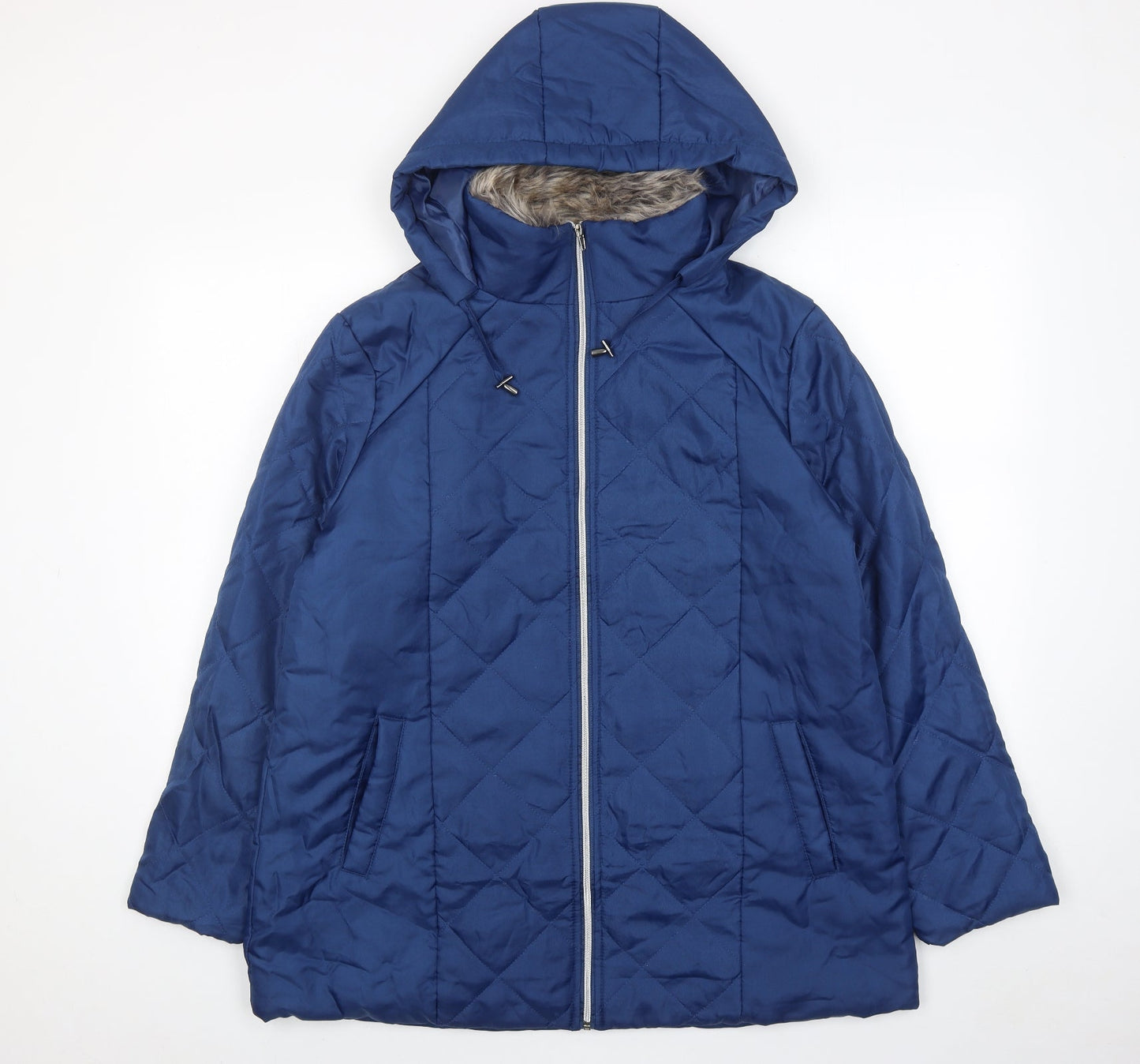 Womens UK Size M Anne De Lancay Blue Quilted Coat