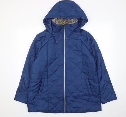 Womens UK Size M Anne De Lancay Blue Quilted Coat