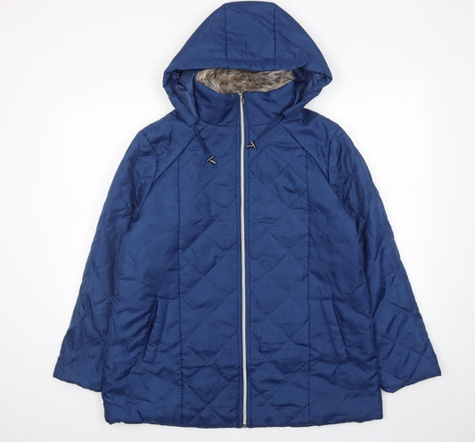 Womens UK Size M Anne De Lancay Blue Quilted Coat