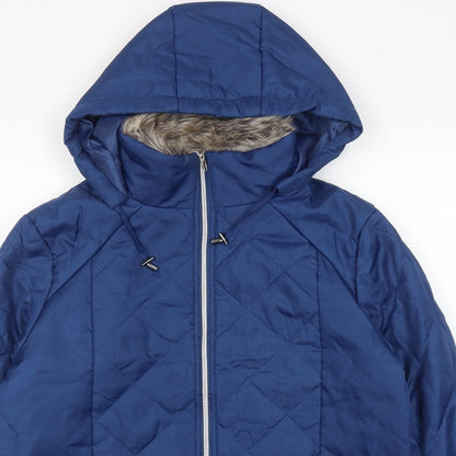 Womens UK Size M Anne De Lancay Blue Quilted Coat
