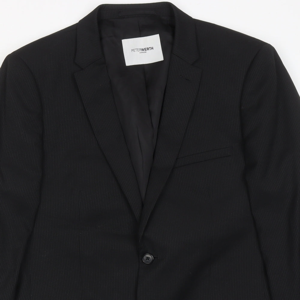Mens UK Size 40 Peter Werth Regular Black Suit Jacket