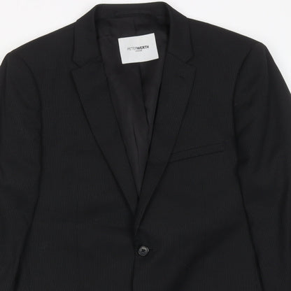 Mens UK Size 40 Peter Werth Regular Black Suit Jacket