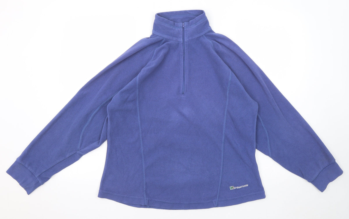 Outdoor Scene Womens Blue Polyester Pullover Sweatshirt Size 12 Zip - Size 12-14