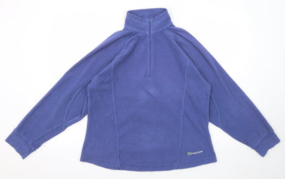 Outdoor Scene Womens Blue Polyester Pullover Sweatshirt Size 12 Zip - Size 12-14
