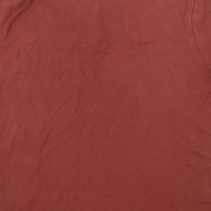 Marks and Spencer Mens Brown Cotton Polo Size M Collared Button