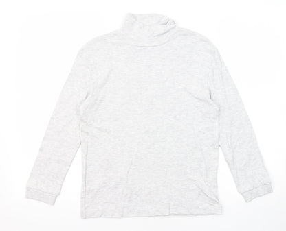 Marks & Spencer Boys Grey Polyester Basic T-Shirt Size 9-10 Years High Neck Pullover