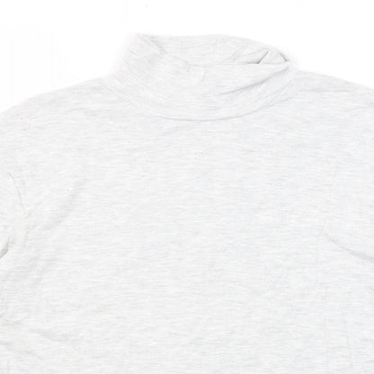 Marks & Spencer Boys Grey Polyester Basic T-Shirt Size 9-10 Years High Neck Pullover