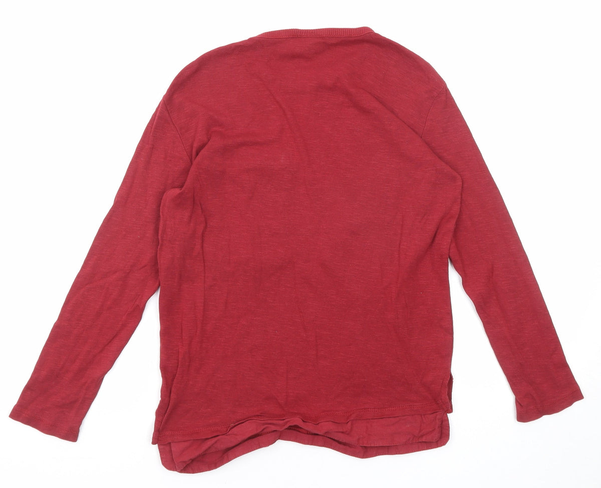 Back view of Zara girls’ red cotton basic t-shirt, size 8, years round neck pullover