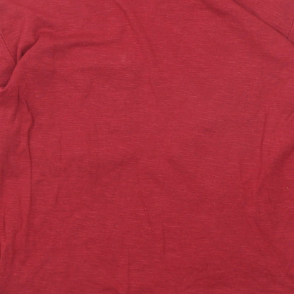 Brand and care label for Zara girls’ red cotton basic t-shirt, size 8, years round neck pullover