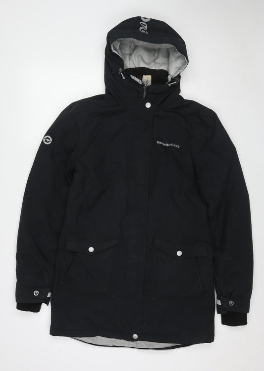 Additional front view of KangaROOS women’s black windbreaker jacket, size UK 10, zip