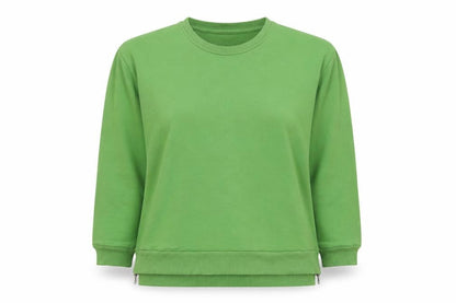Dreamo Womens Green Cotton Pullover Sweatshirt Size S Pullover - Side zip detail