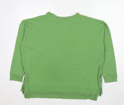 Dreamo Womens Green Cotton Pullover Sweatshirt Size S Pullover - Side zip detail