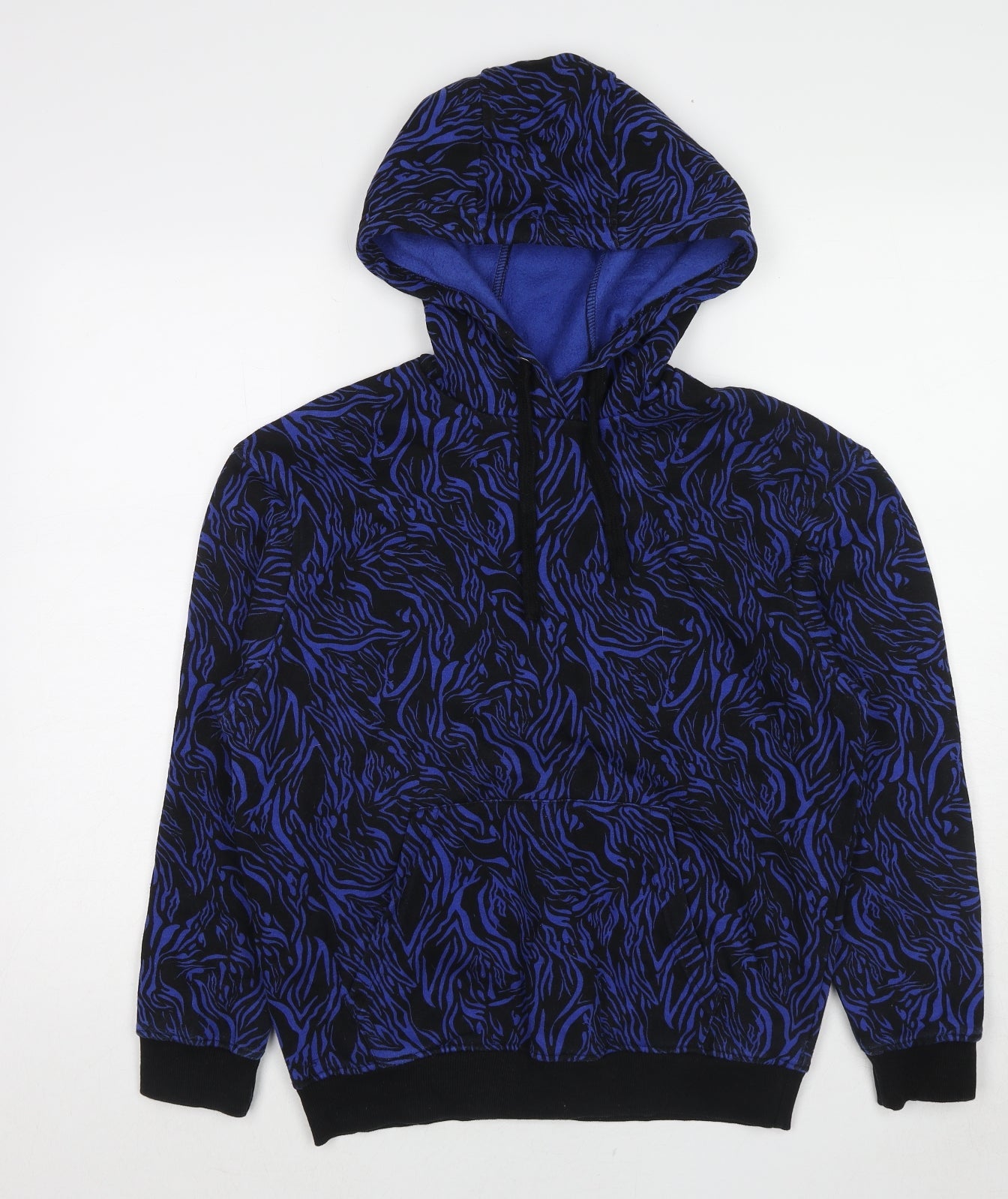 A.M. London Womens Blue Geometric Cotton Pullover Hoodie Size 8 Pullover