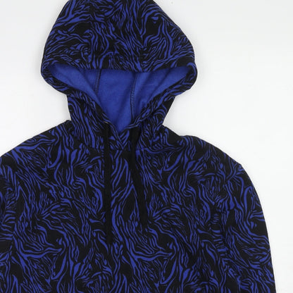 A.M. London Womens Blue Geometric Cotton Pullover Hoodie Size 8 Pullover