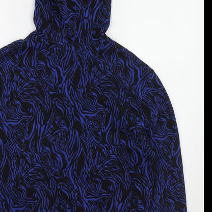 A.M. London Womens Blue Geometric Cotton Pullover Hoodie Size 8 Pullover