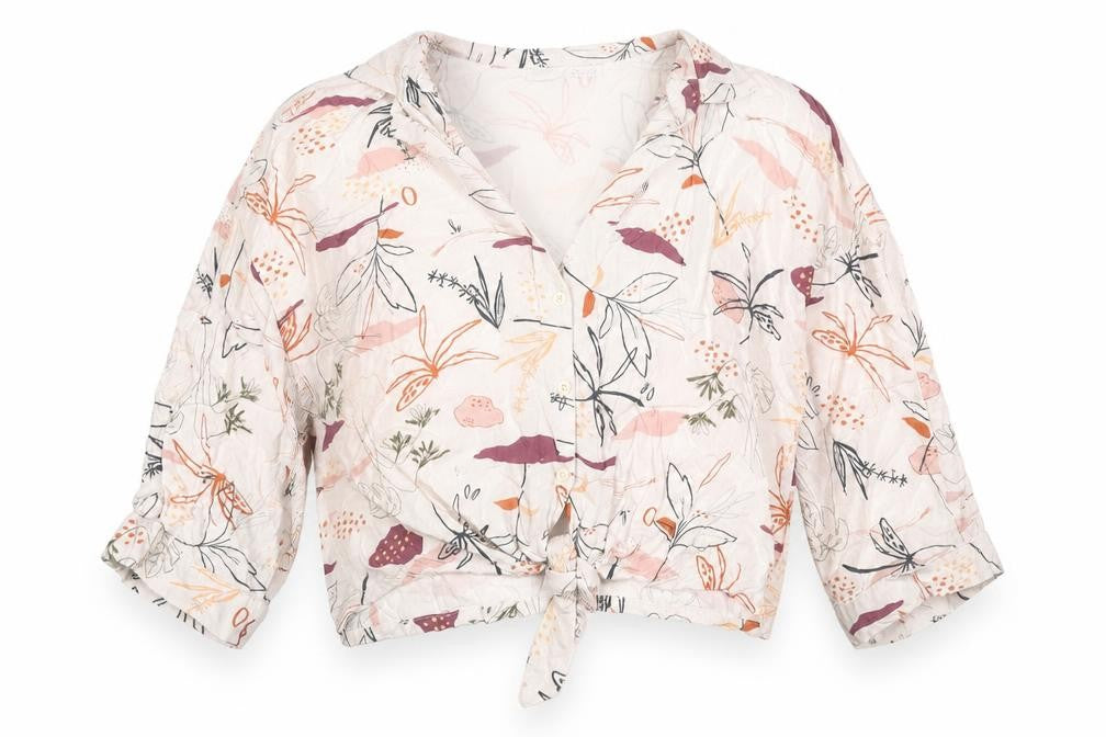Womens UK Size S Pull&Bear Ivory Cropped Button-Up