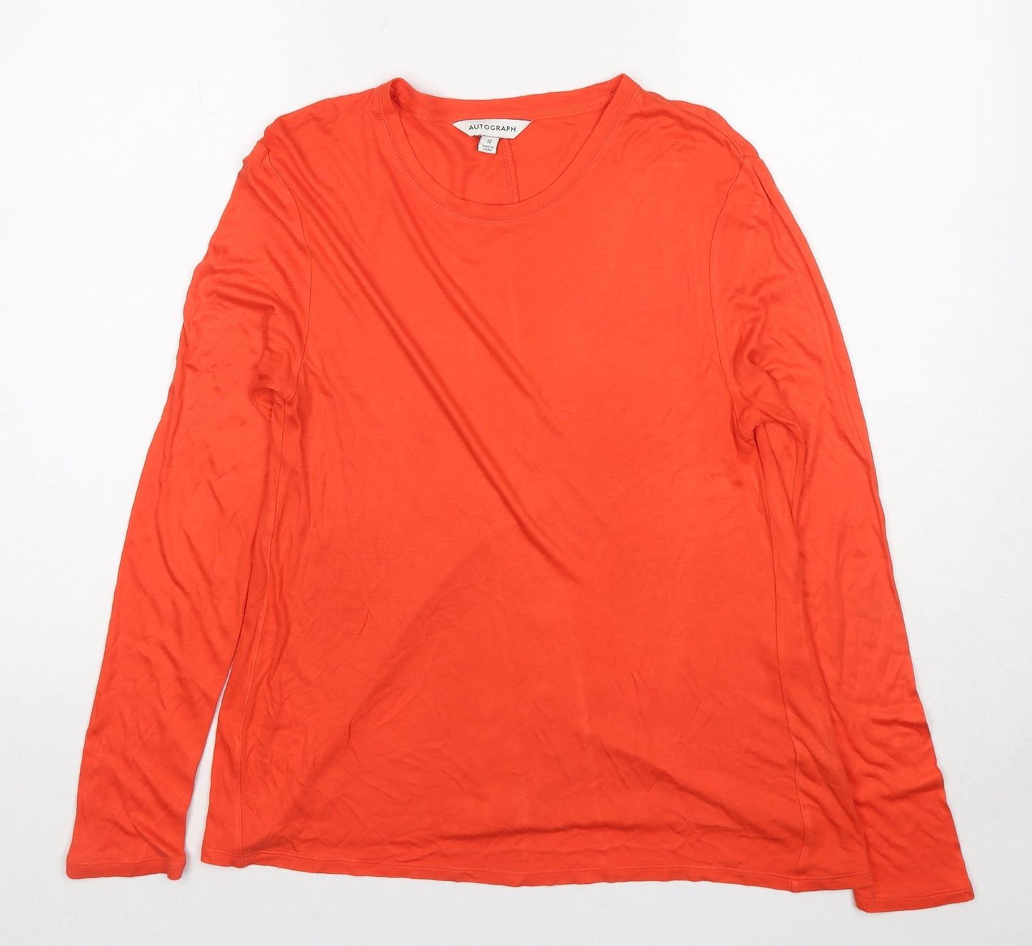 Autograph Womens Red Viscose Basic T-Shirt Size 12 Round Neck