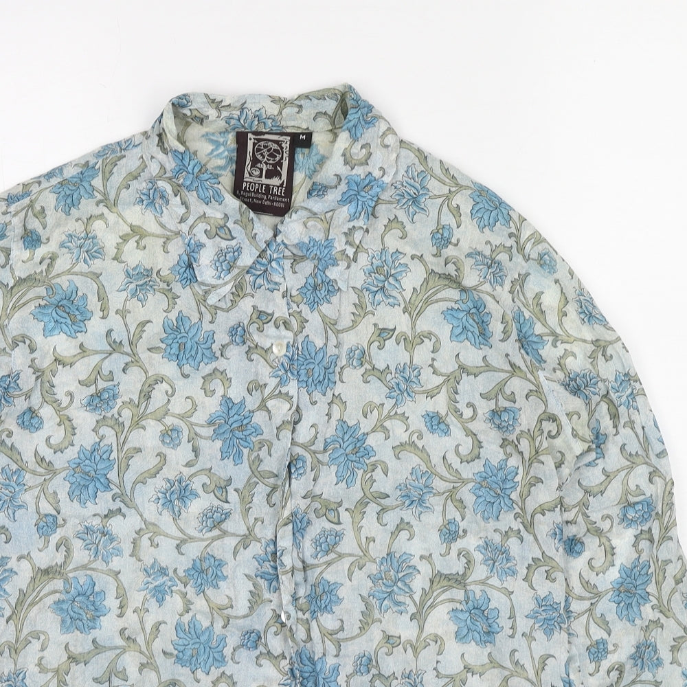Womens UK Size M People Tree Blue Basic Button-Up