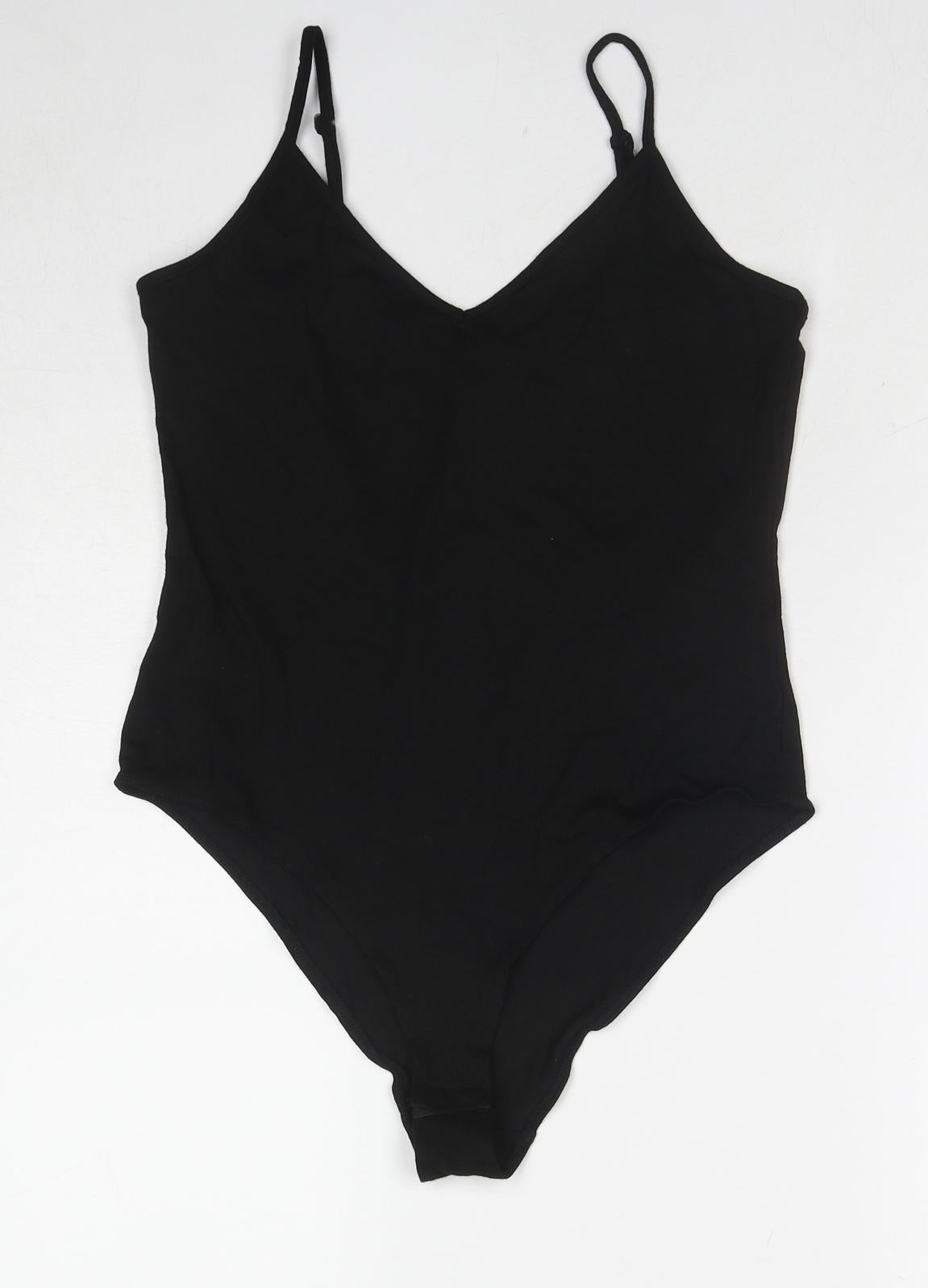 H&M Womens Black Modal Bodysuit One-Piece Size M Snap