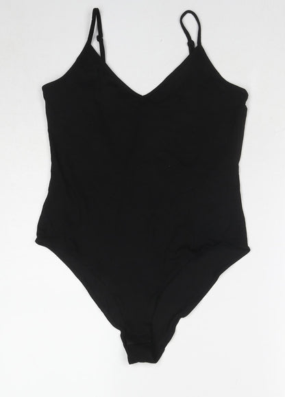 H&M Womens Black Modal Bodysuit One-Piece Size M Snap