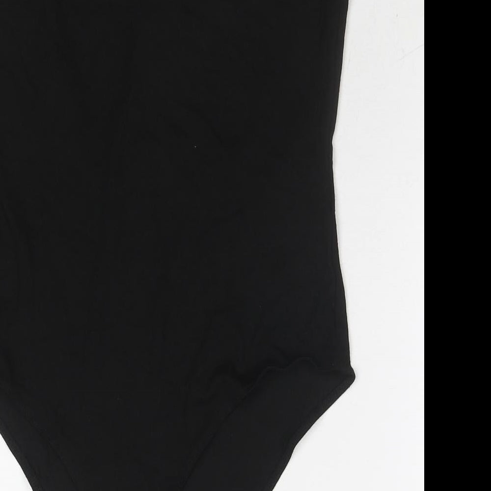 H&M Womens Black Modal Bodysuit One-Piece Size M Snap