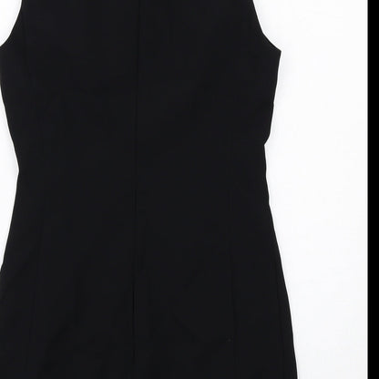 Zara Womens Black Polyester Shift Size M Round Neck Zip
