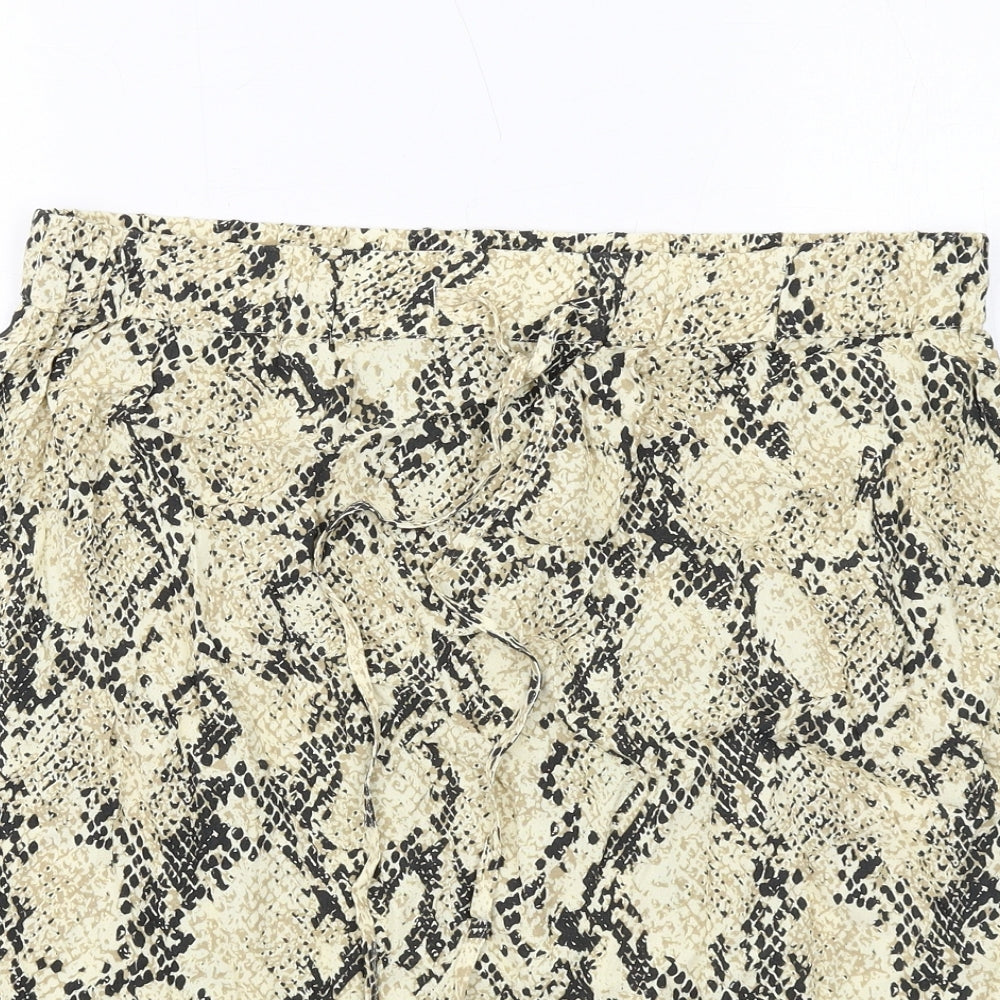 Marks and Spencer Womens Beige Animal Print Viscose A-Line Skirt Size 16 Drawstring - Snakeskin pattern