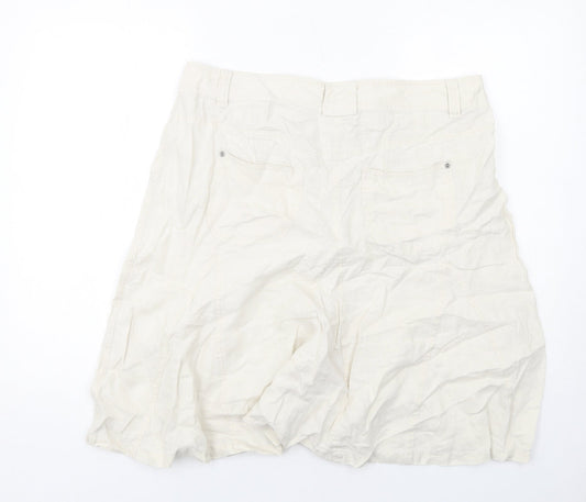 Marks and Spencer Womens Beige Linen Swing Skirt Size 16 Zip