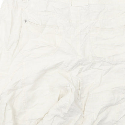 Marks and Spencer Womens Beige Linen Swing Skirt Size 16 Zip