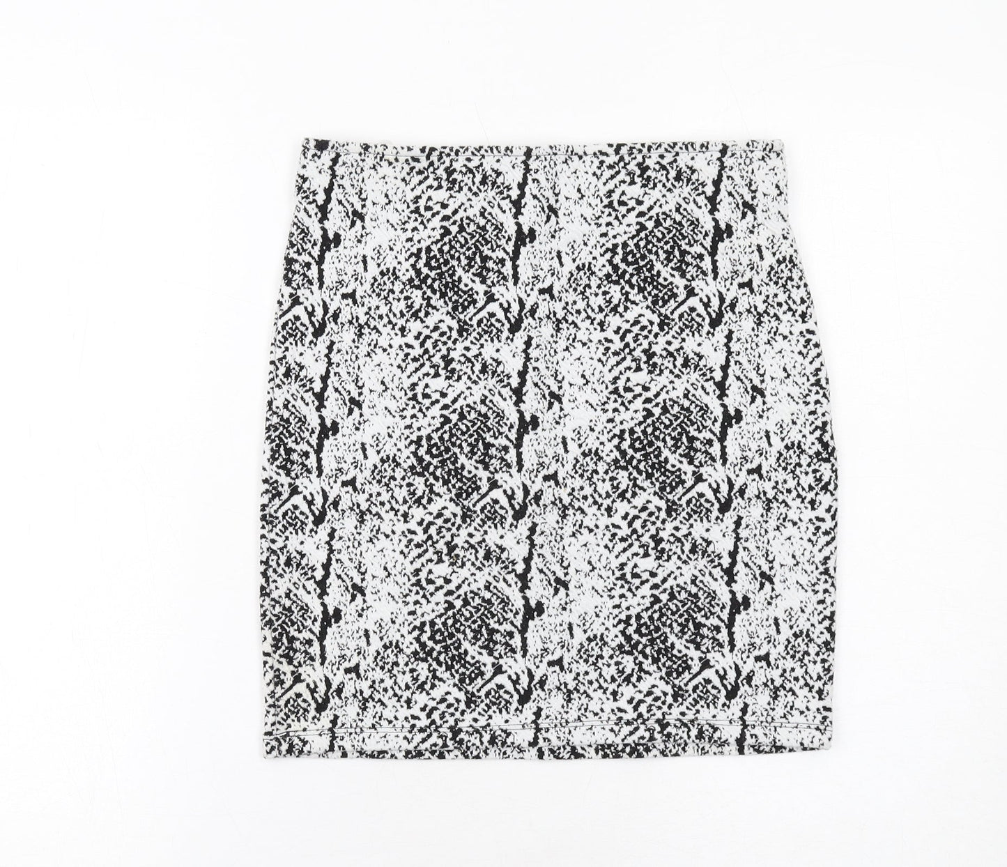 H&M Womens White Animal Print Polyester Straight & Pencil Skirt Size S - Snakeskin pattern