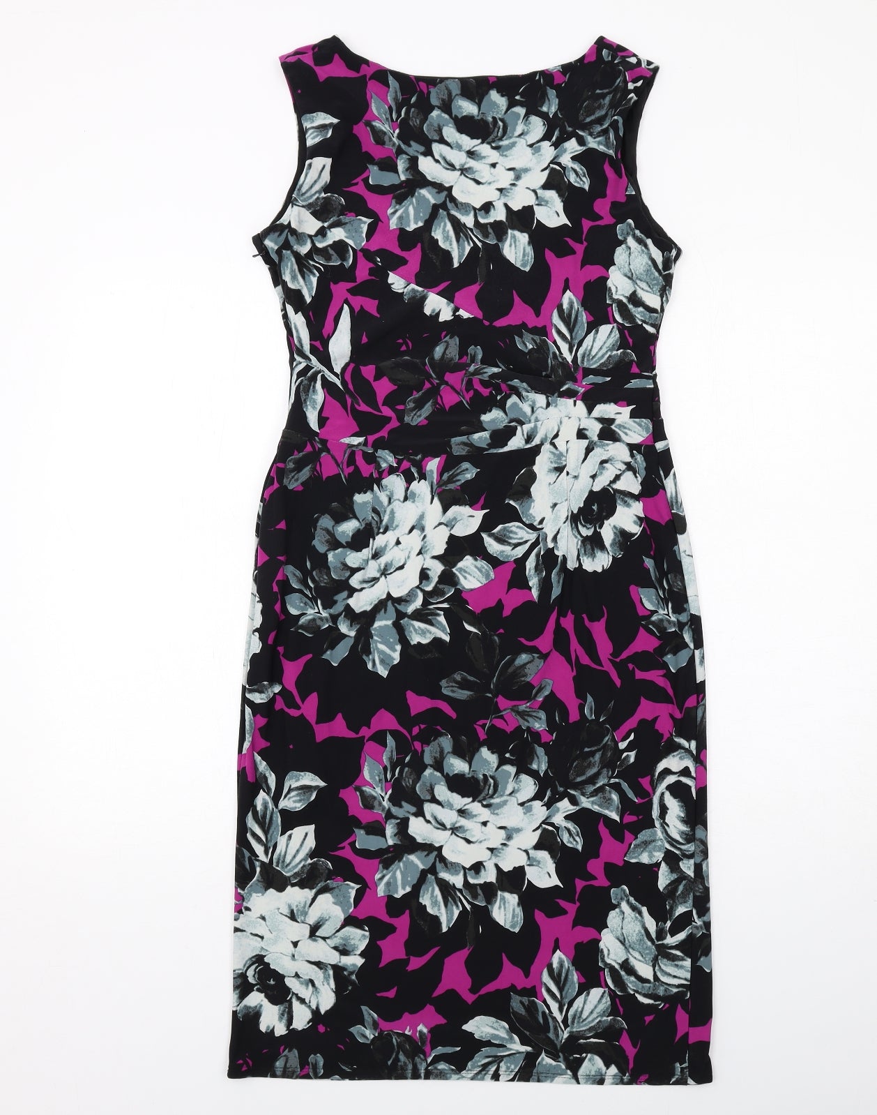 Phase Eight Womens Multicoloured Floral Polyester Shift Size 12 V-Neck Zip
