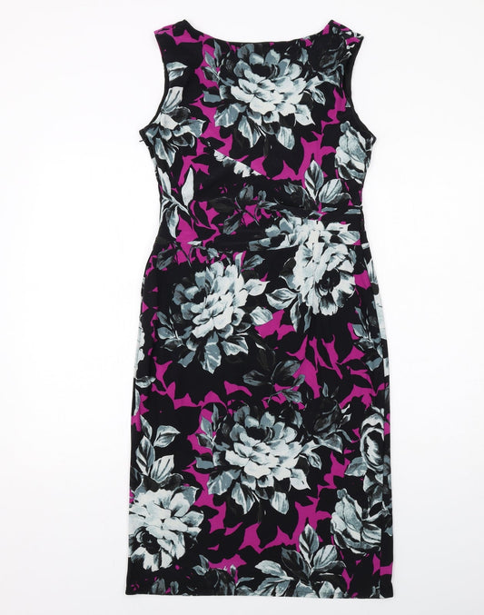 Phase Eight Womens Multicoloured Floral Polyester Shift Size 12 V-Neck Zip