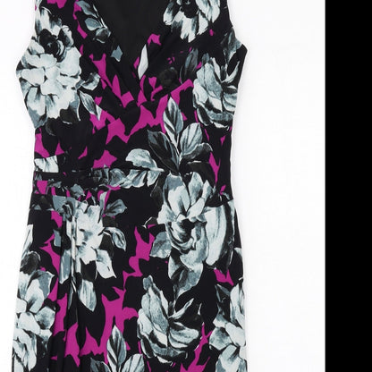 Phase Eight Womens Multicoloured Floral Polyester Shift Size 12 V-Neck Zip