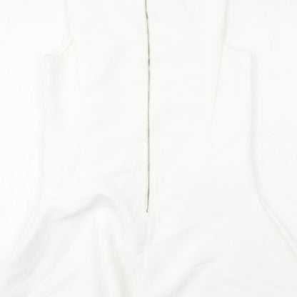 Boohoo Womens White Polyester Tank Dress Size 10 Round Neck Zip