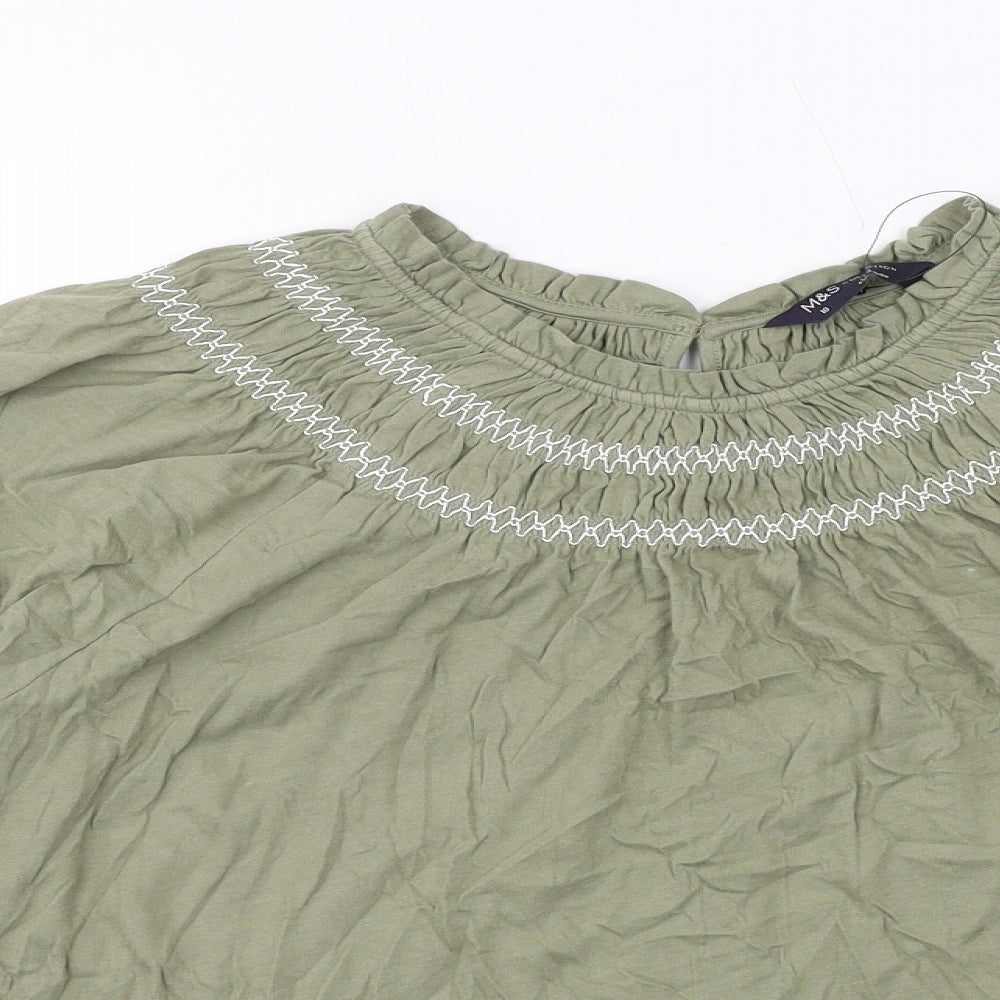 Womens UK Size 10 Marks and Spencer Green Basic Blouse