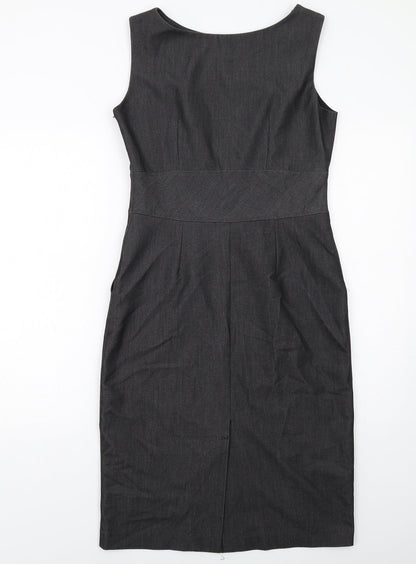 Wallis Womens Grey Polyester Shift Size 12 Round Neck Zip
